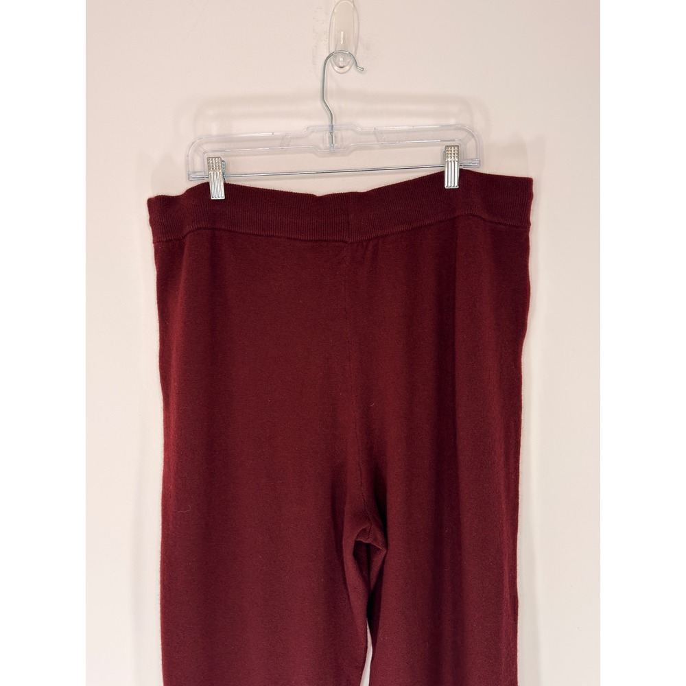 Quince Mongolian Cashmere Sweatpants Burgundy Pull On Stretch Knit Cozy Basic XL - Picture 7 of 12